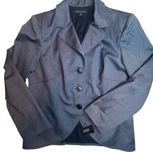 Lafayette 148 New York Charcoal Wool Cotton Mohair Tailored Blazer Size 16